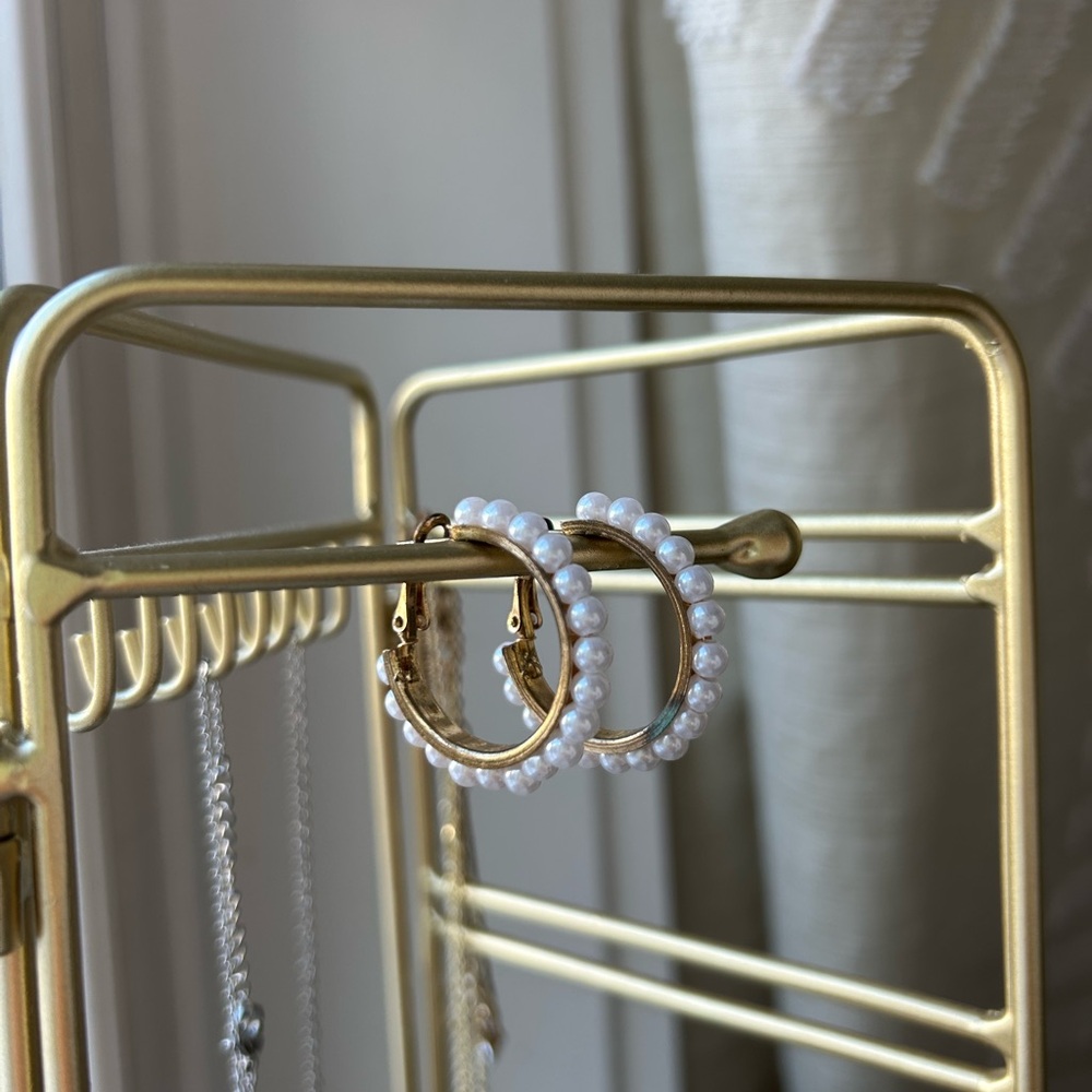 Elegant Pearl Hoop Earrings